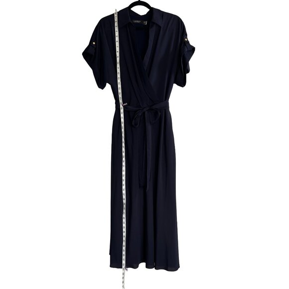 Navy Blue Belted Dress Size 16. Ralph Lauren. Women's A-line Classy Dress. - Picture 7 of 16